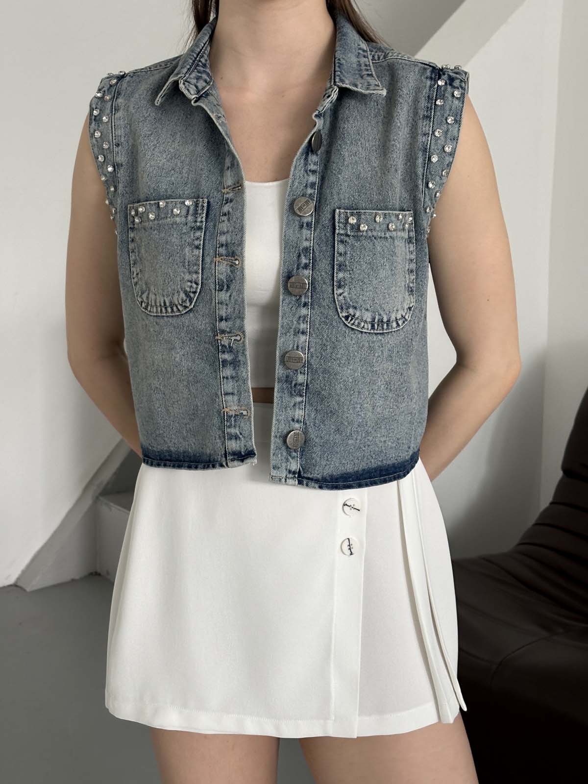 Kolevi  Cepi Taşlı Kolsuz  Yelek