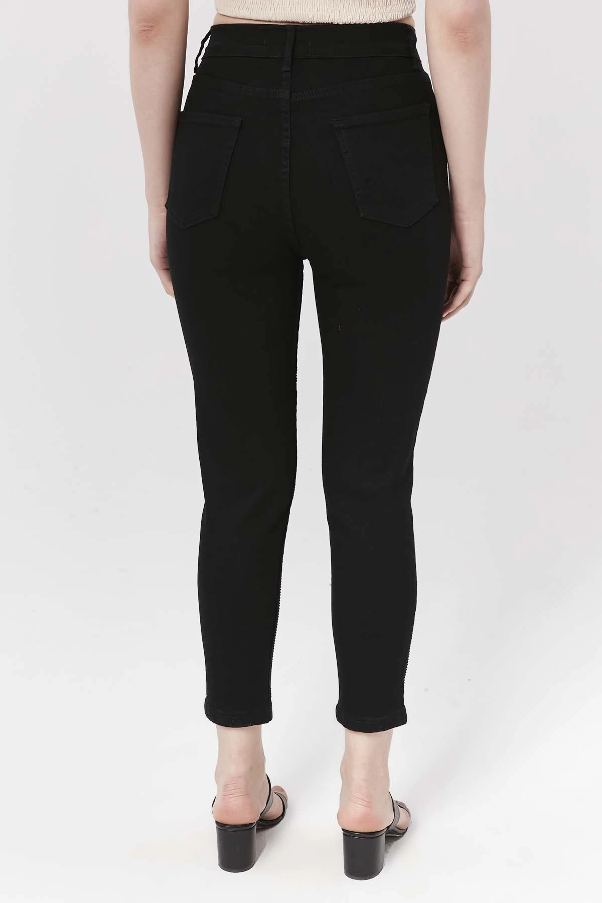 Şeritli  Taşlı  BoyFrend   Kot Pantolon