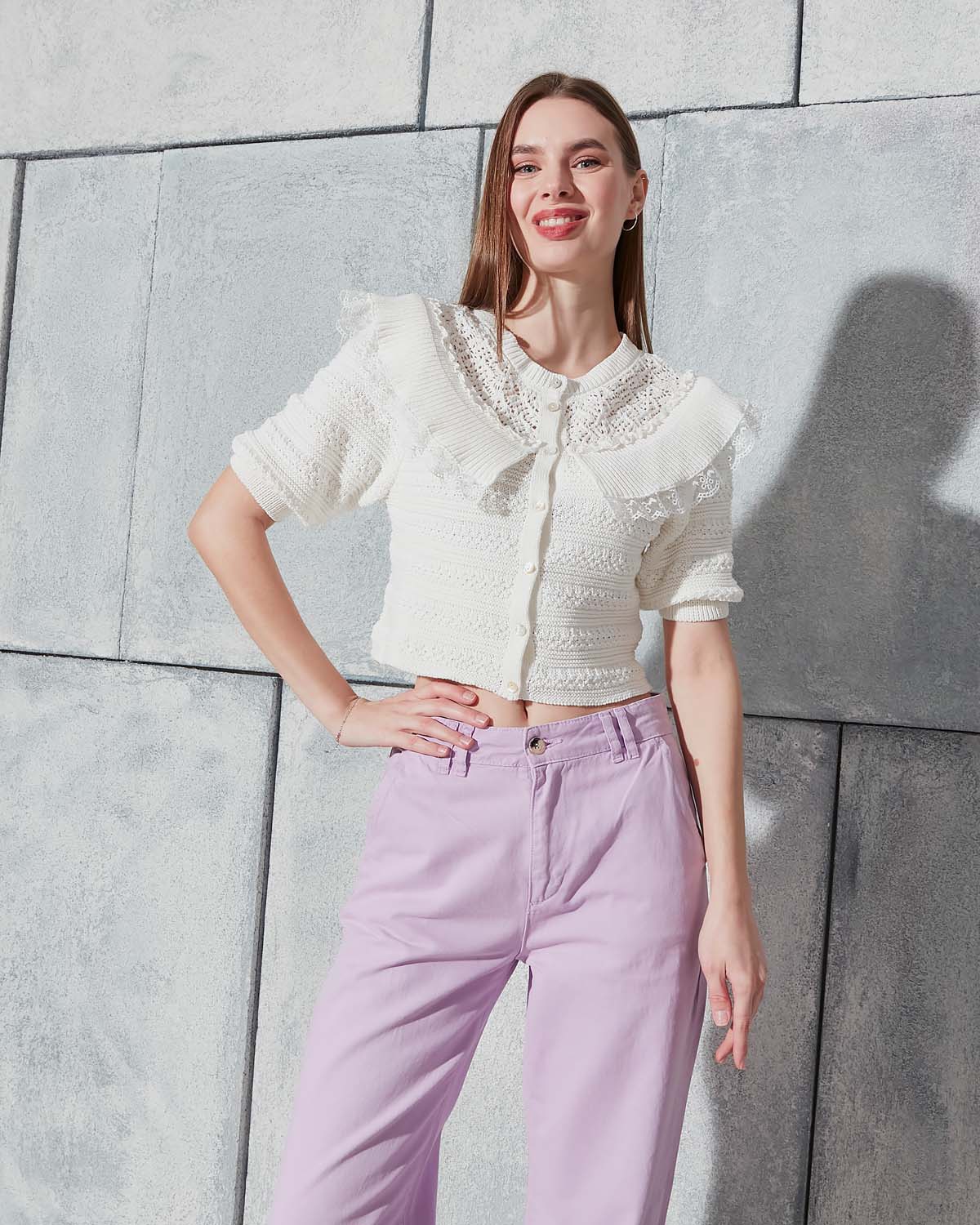 Pelerin Dantelli Ajurlu Kazak