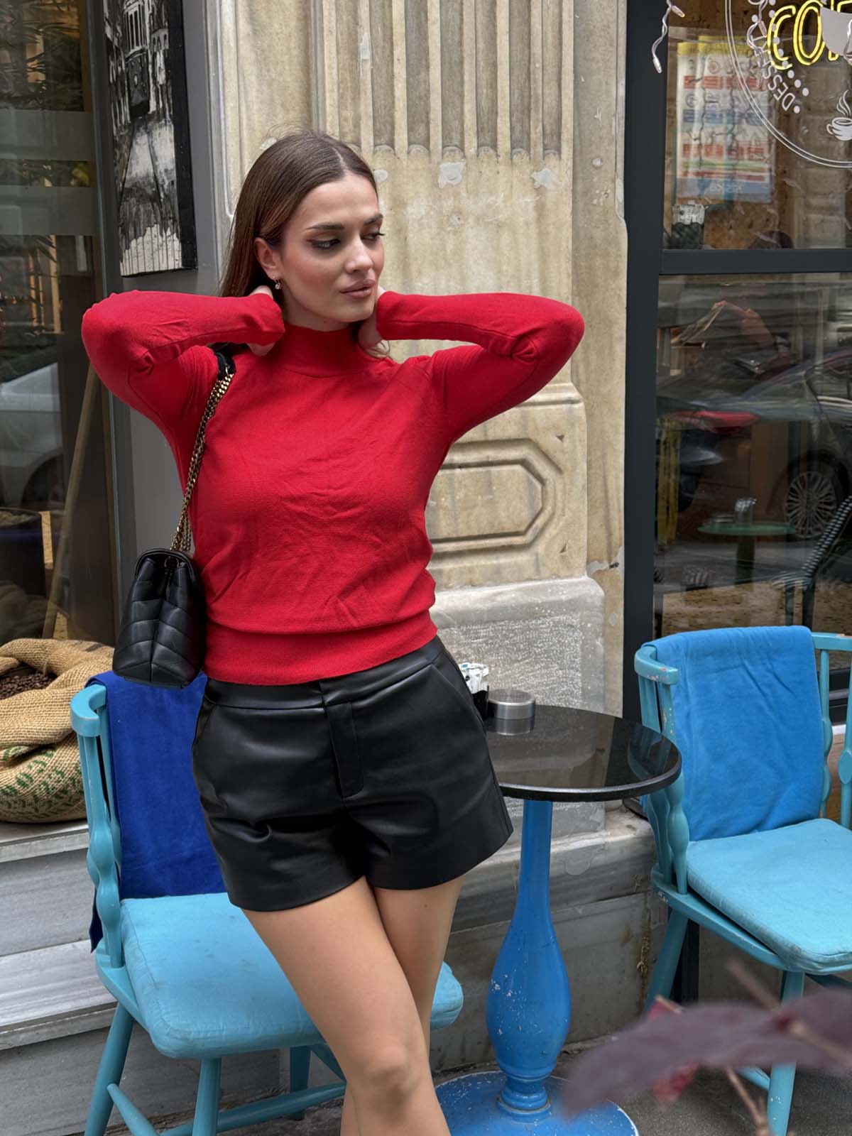 Korspan  Yarım  Balıkçı  Kolu Düğmeli Kazak