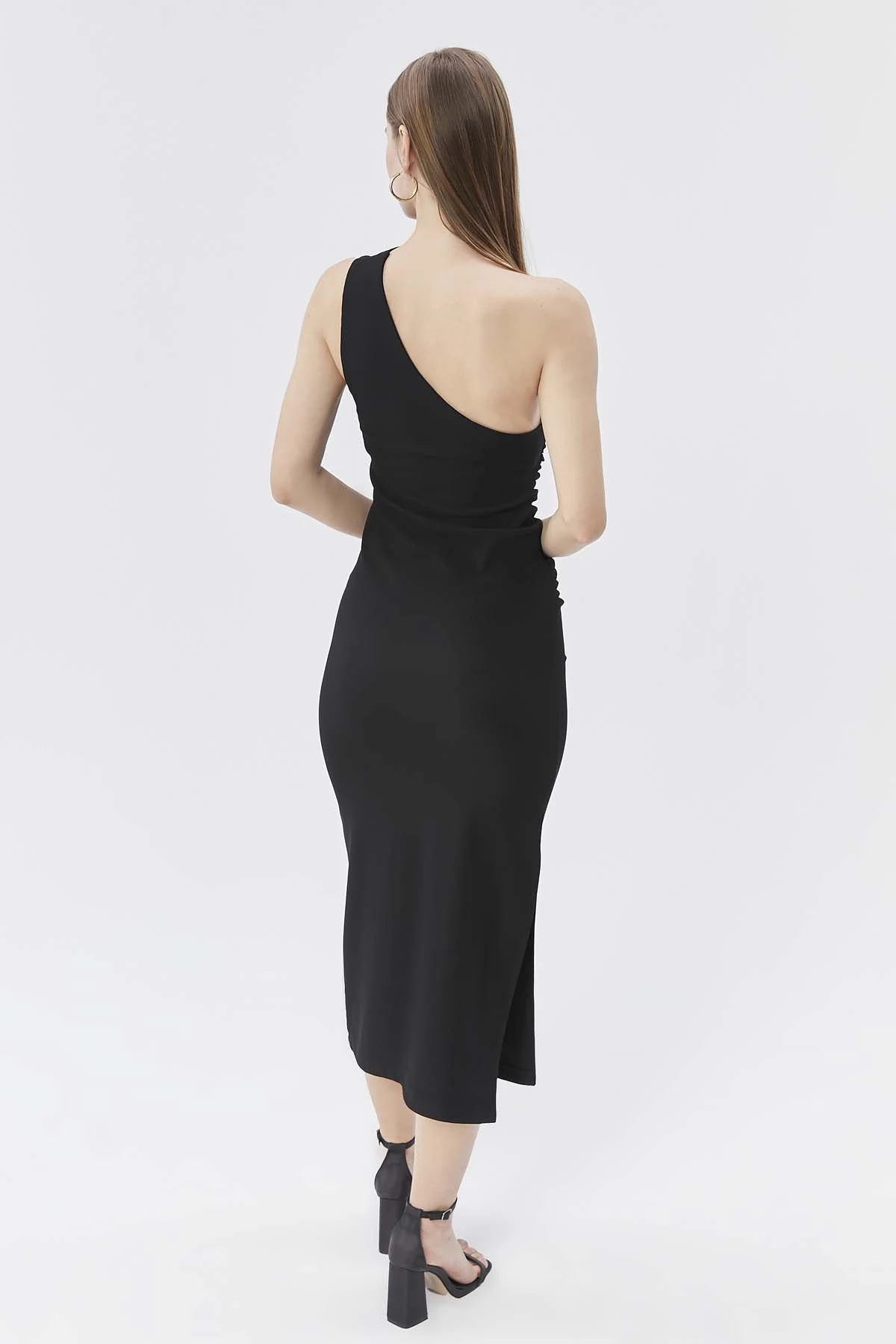 Yanı Büzgülü  Tek Omuz  Elbise