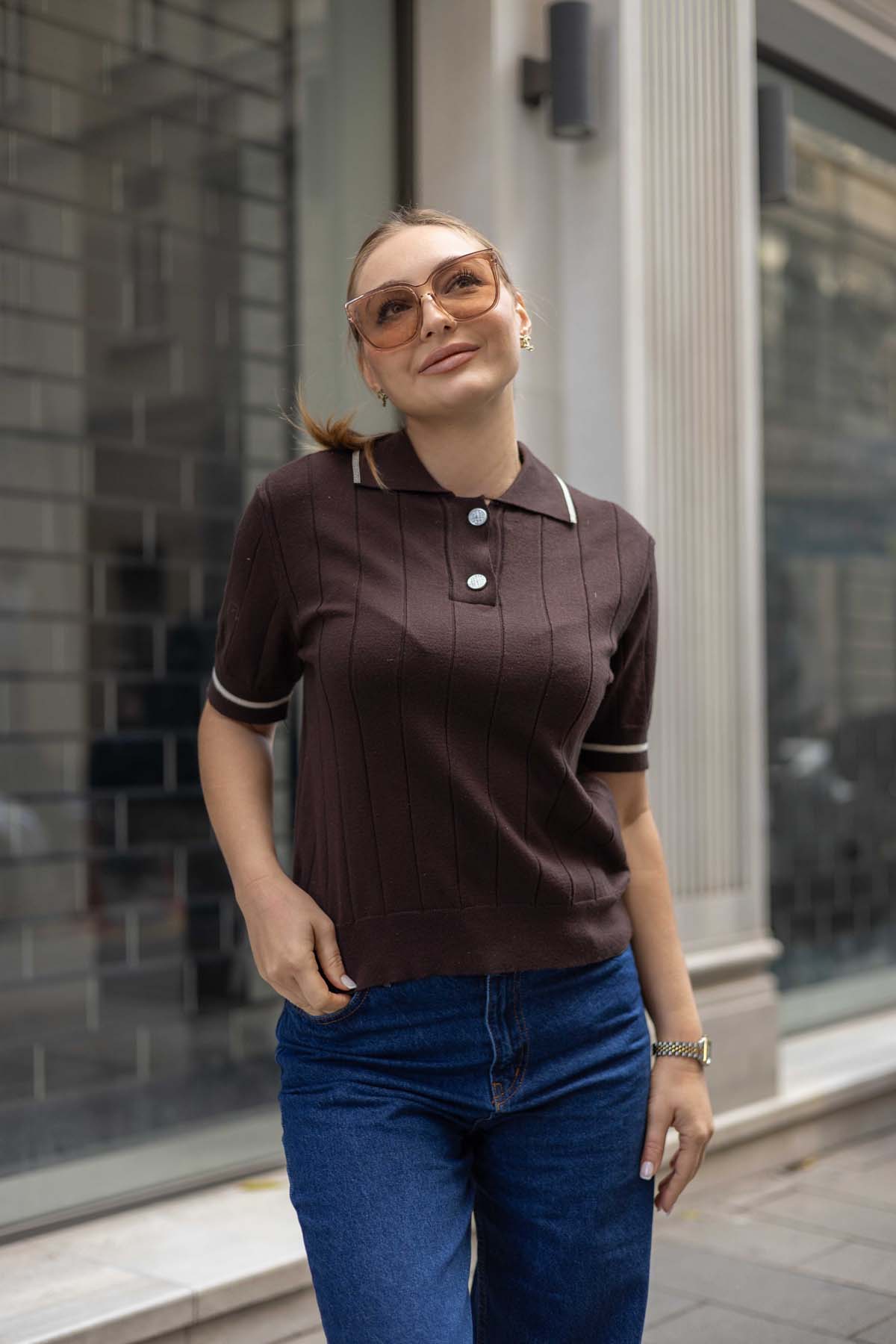 Sim Kırçıllı Korsman Gömlek Yaka Kazak