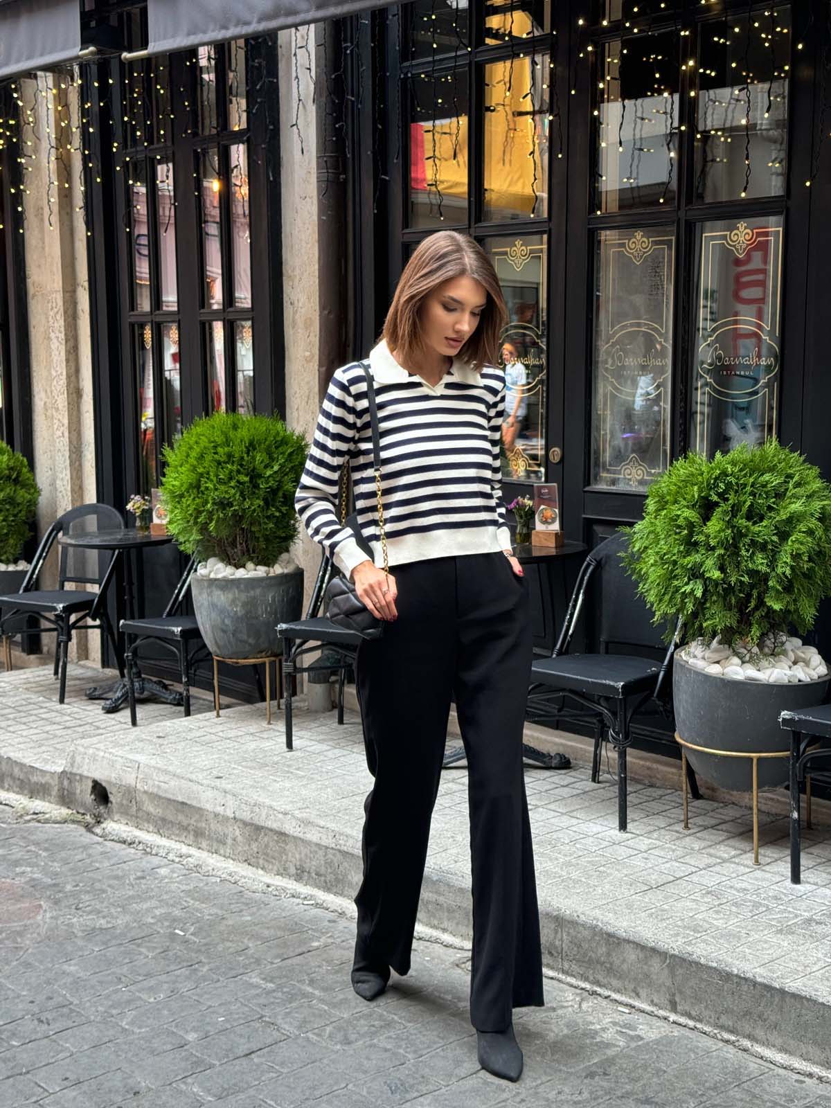 Korspan Çizgili Gömlek Yaka Badi