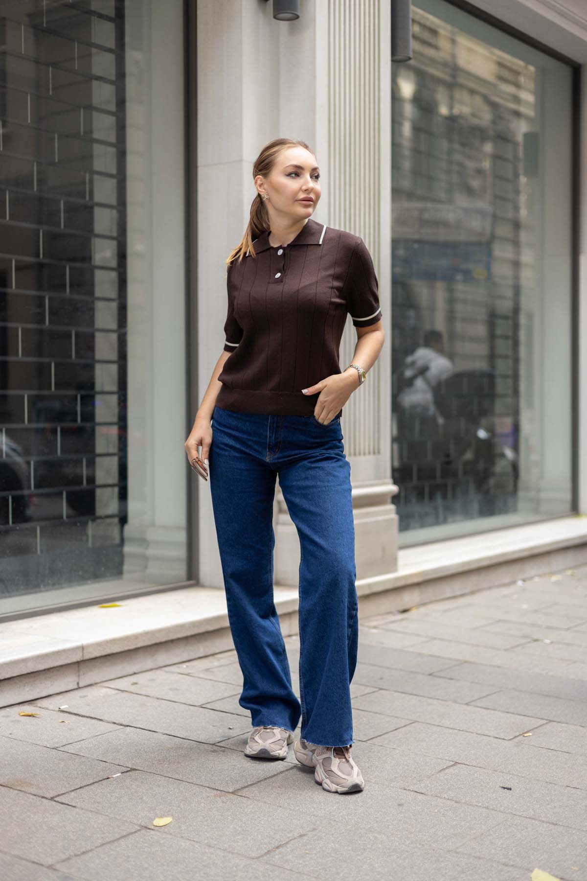 Sim Kırçıllı Korsman Gömlek Yaka Kazak