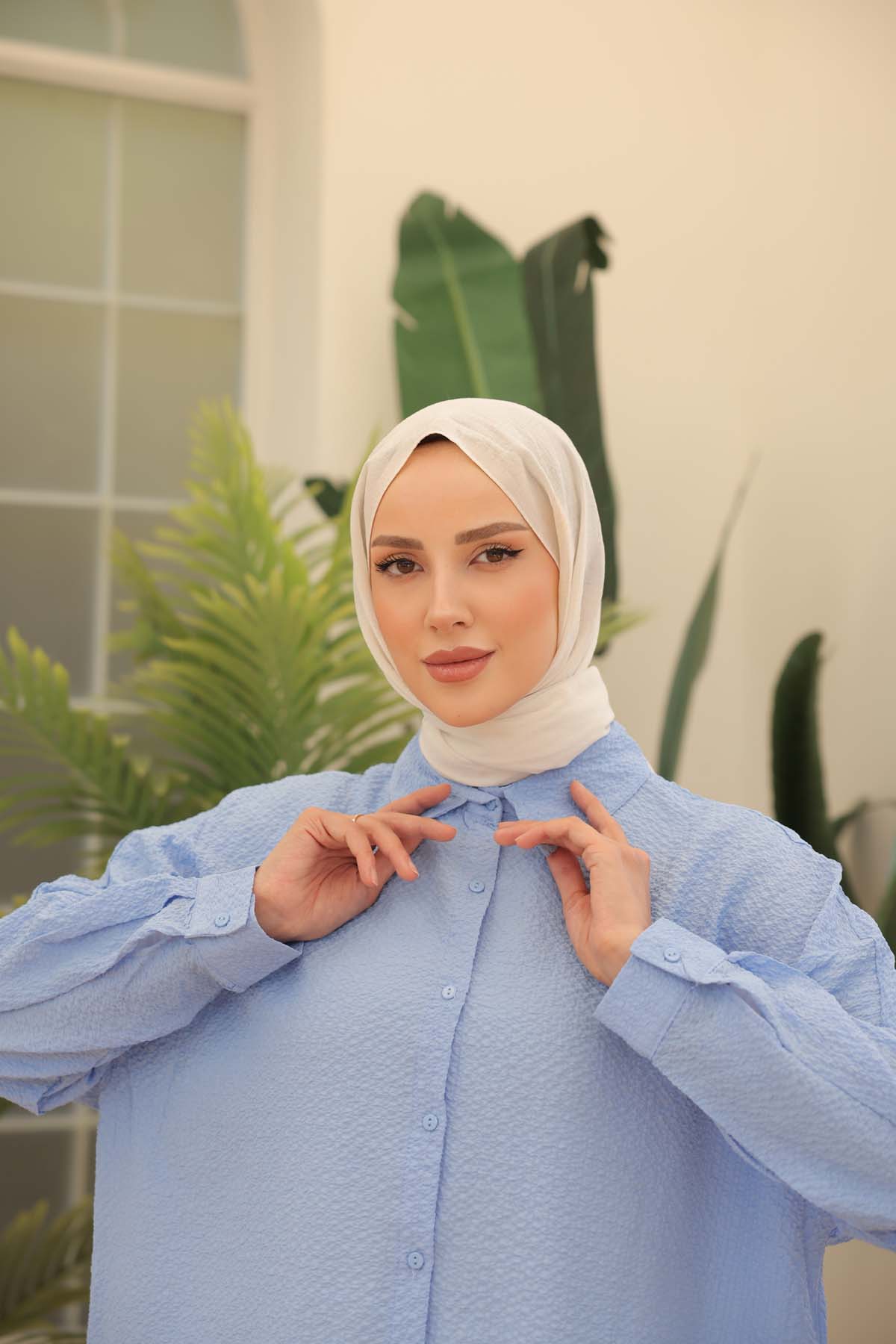 Over Size Arkası Robalı  Gömlek