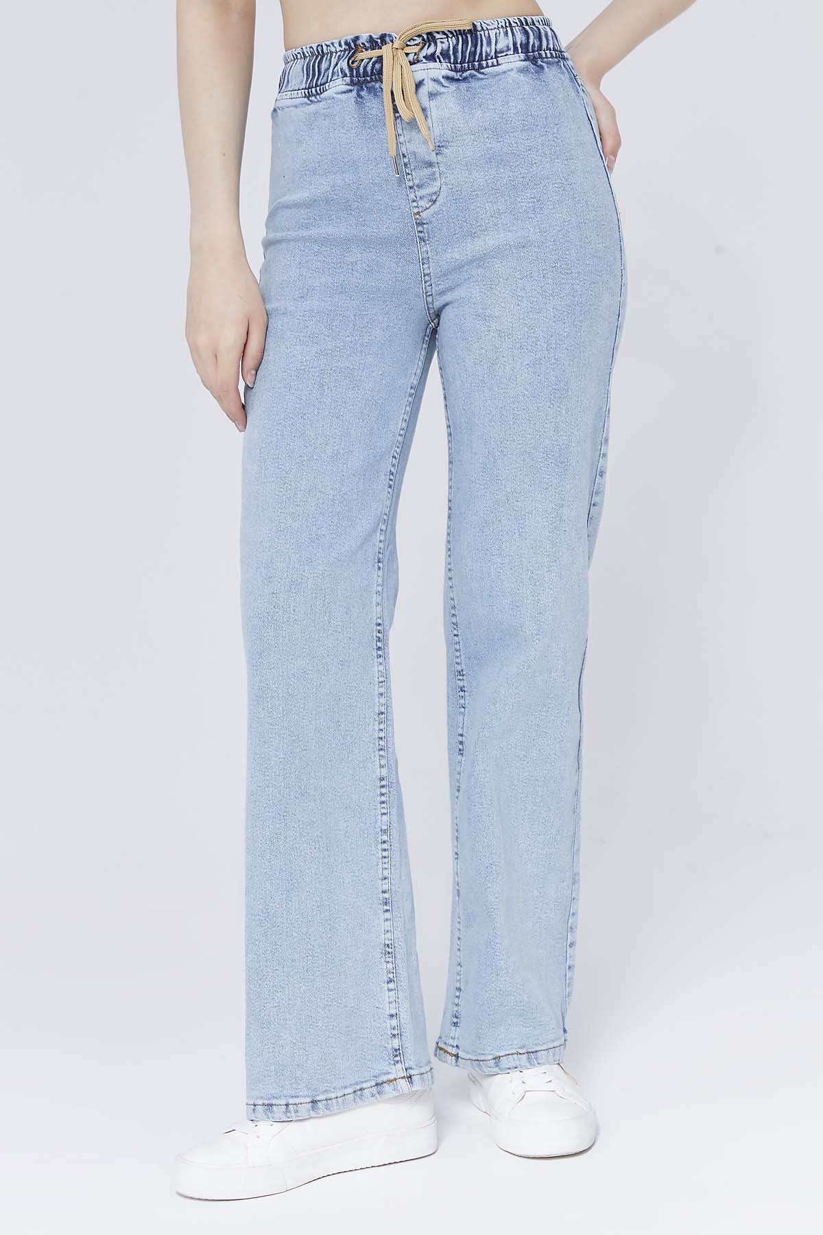 Beli Lastikli  İpli  Salaş  Kot Pantolon