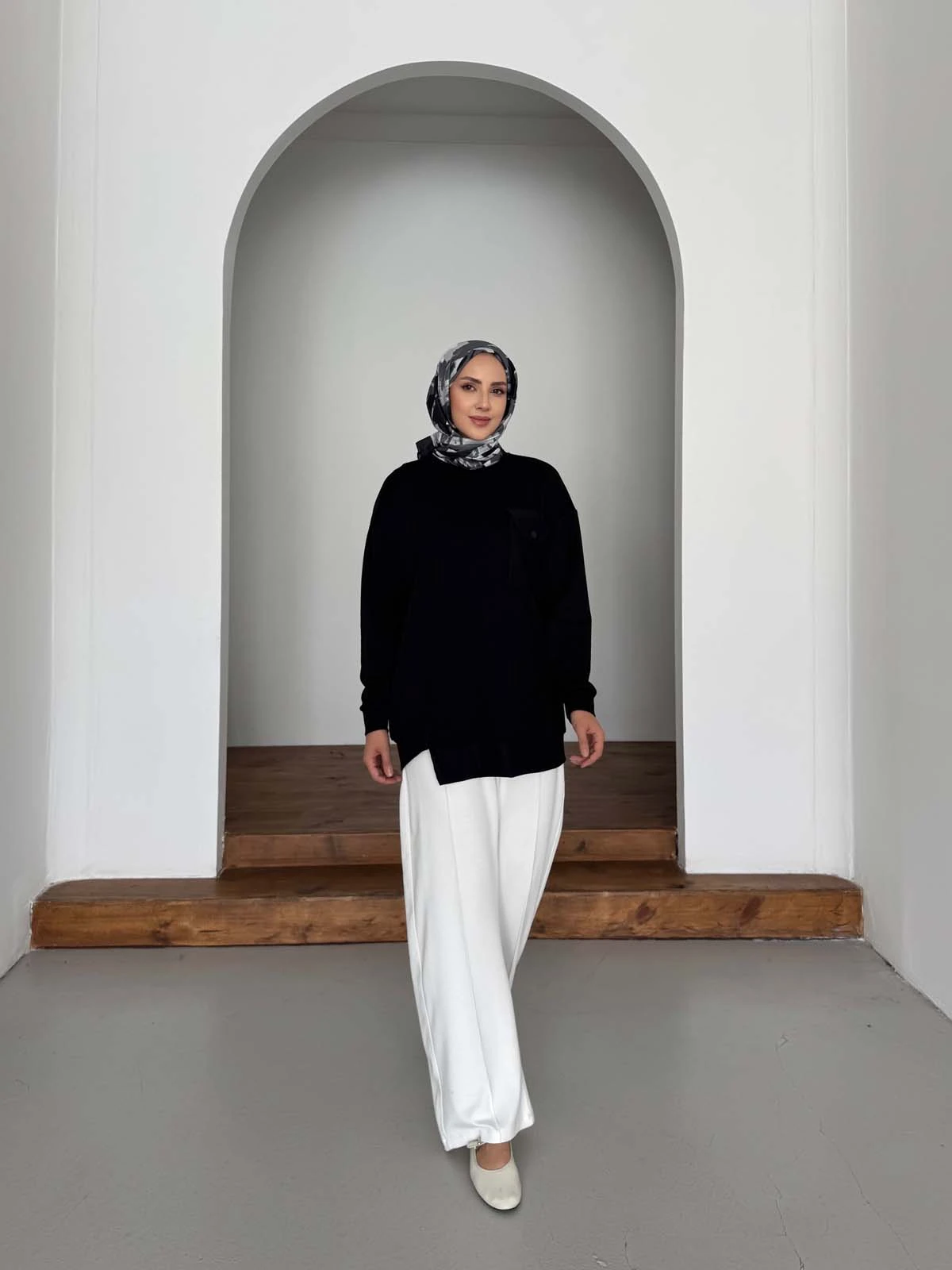 Kapitone Cepli Minimal Kadın Sweatshirt