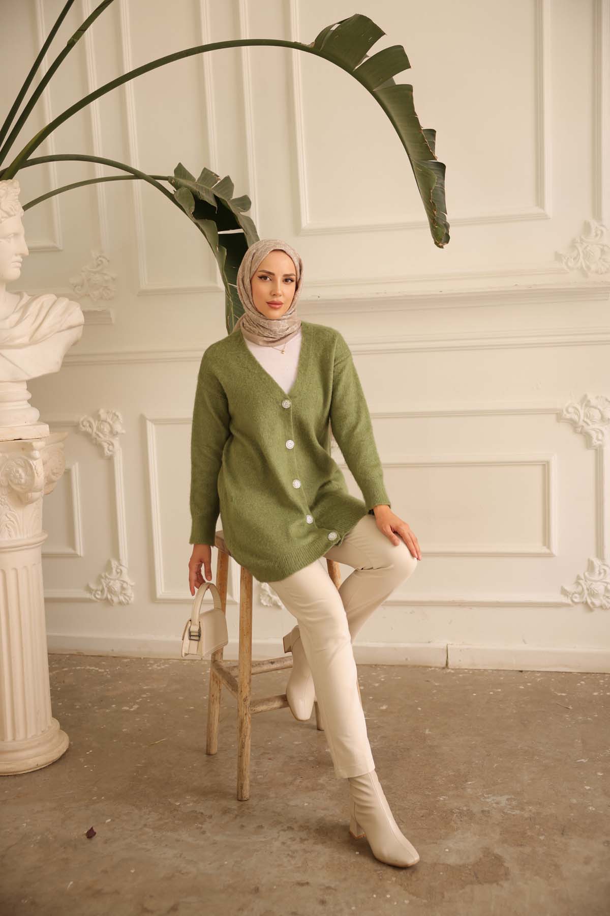 Şardonlu Düz Düğmeli Ceket