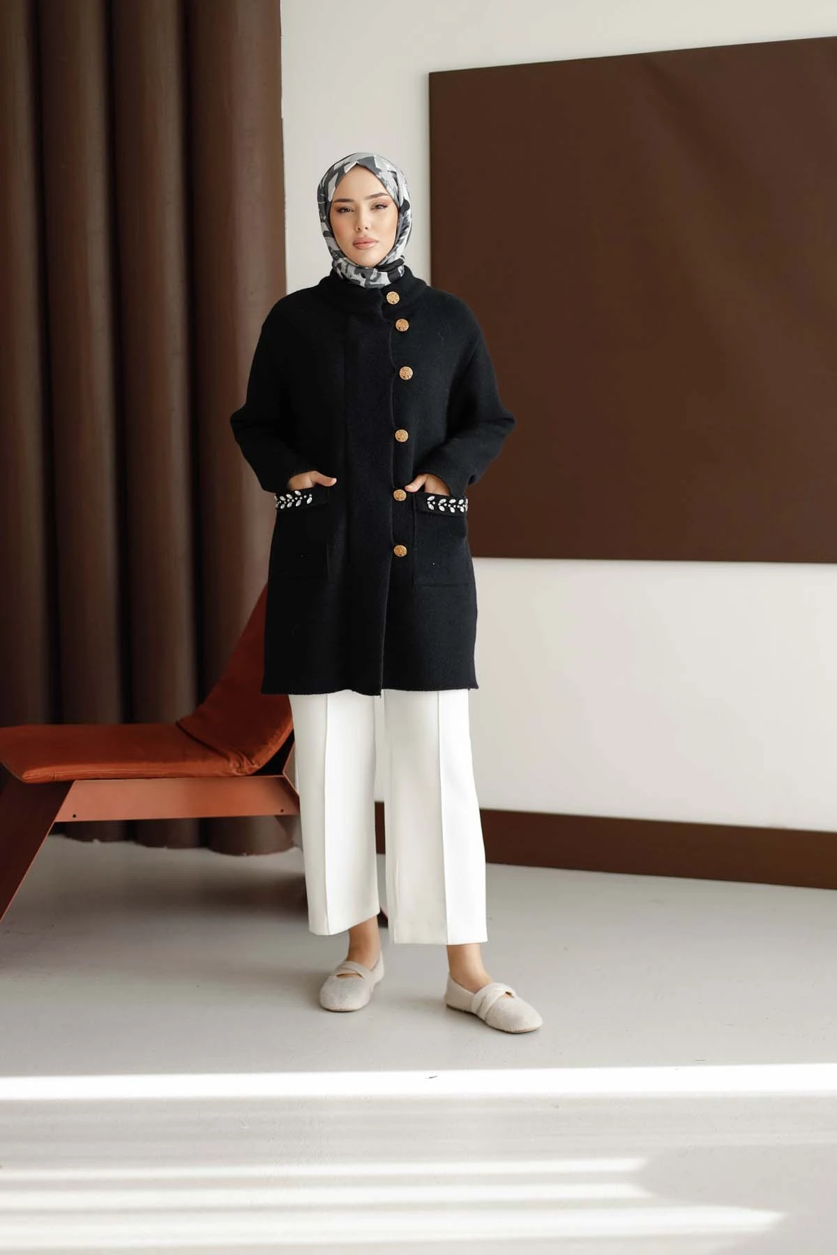 Angora Kaşe Dik Yaka Hırka