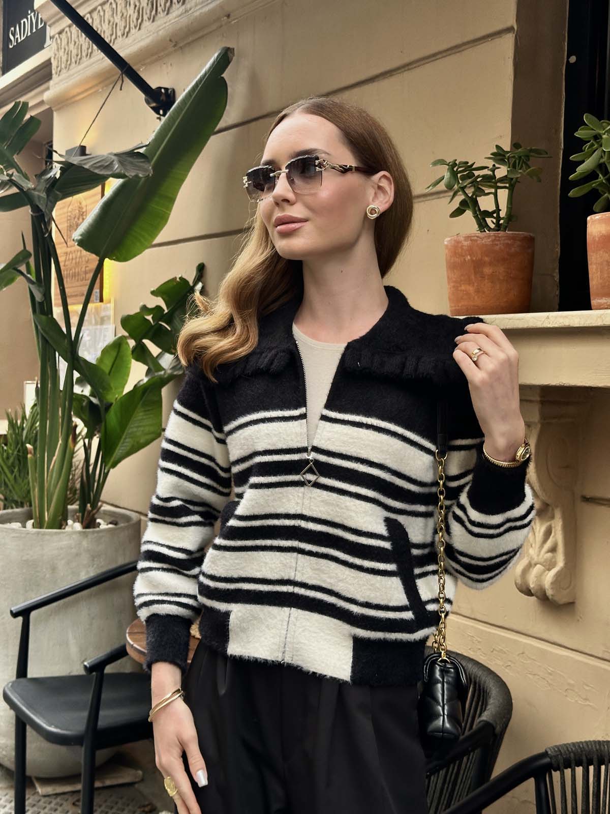 Angora Fermuarlı Bebe Yaka Hırka