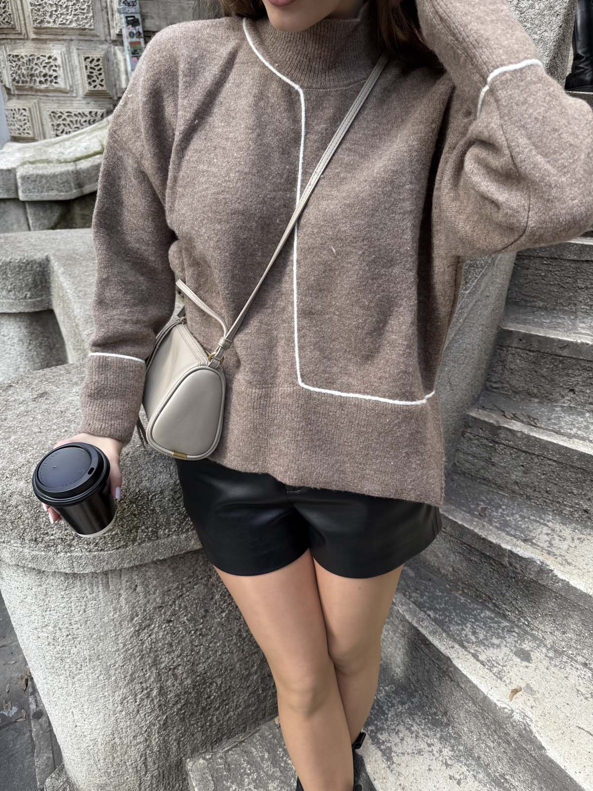 Şardonlu Kordineli Balıkcı Yaka Kazak