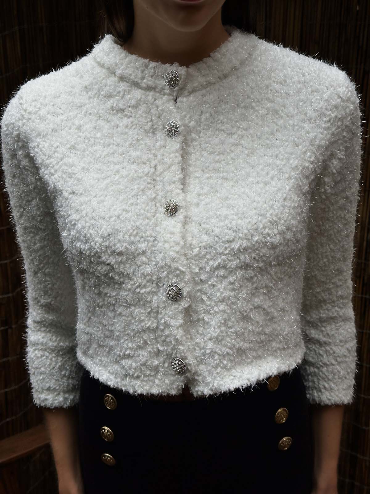 Simli Ponponlu Düz Kazak