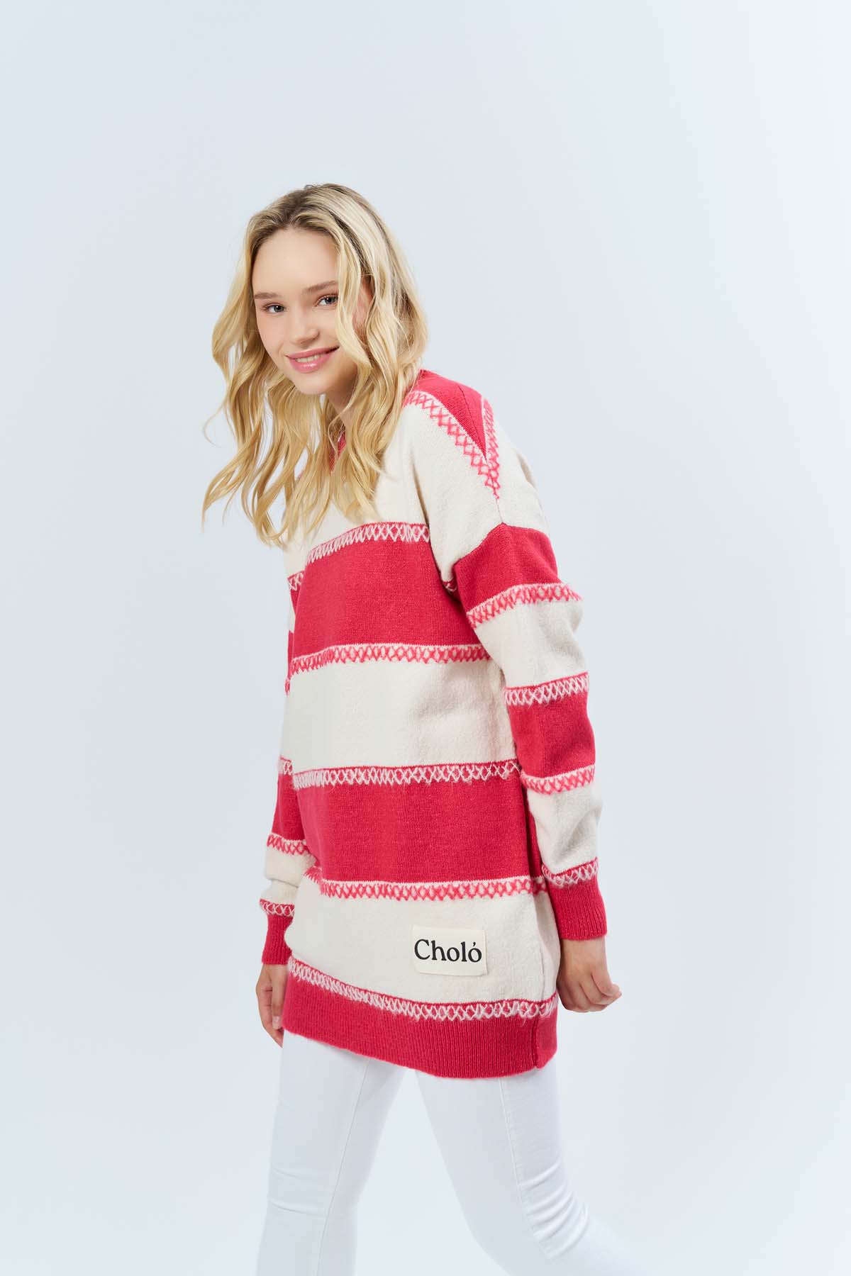 Şardonlu Çizgili Tunik