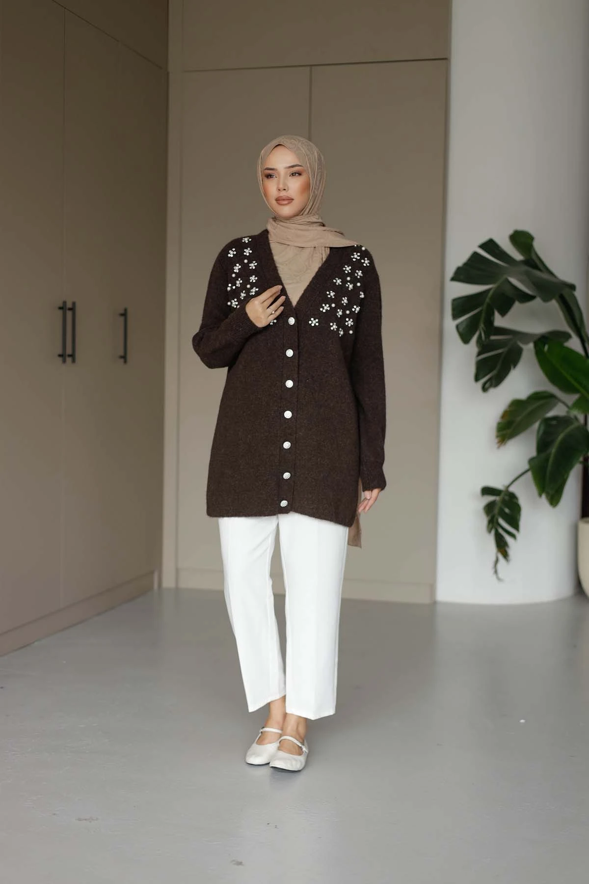 Oslo Boncuklu Uzun Hırka