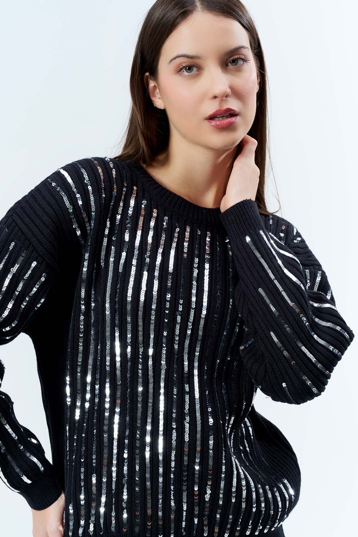 Pullu Bisiklet Yaka Kısa Kazak