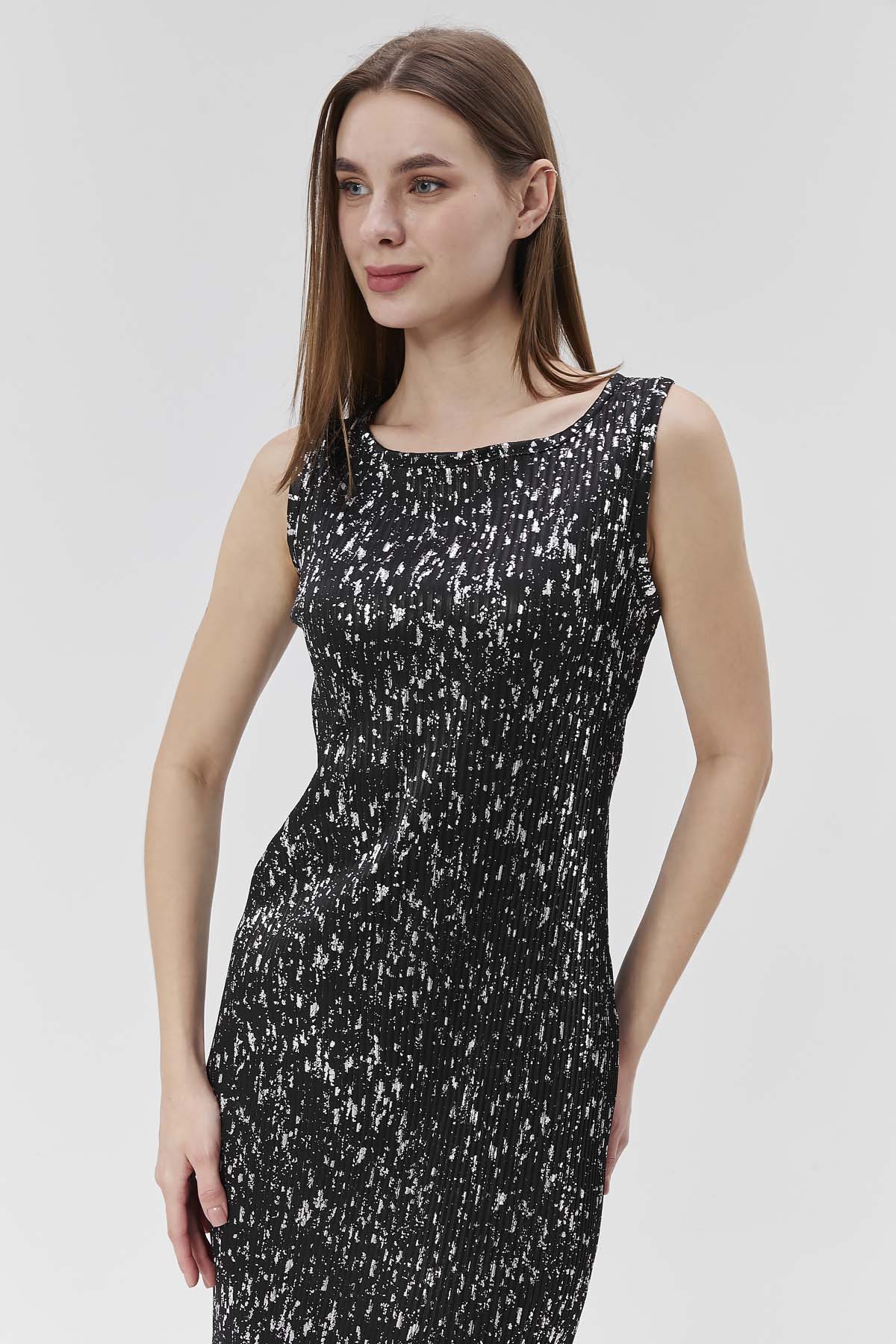 Fırça Varalık Uzun Elbise