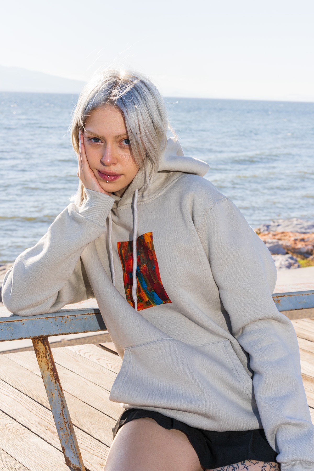 The Ravenhill "MetaBrush Stroke" Unisex Oversize Hoodie - Gri