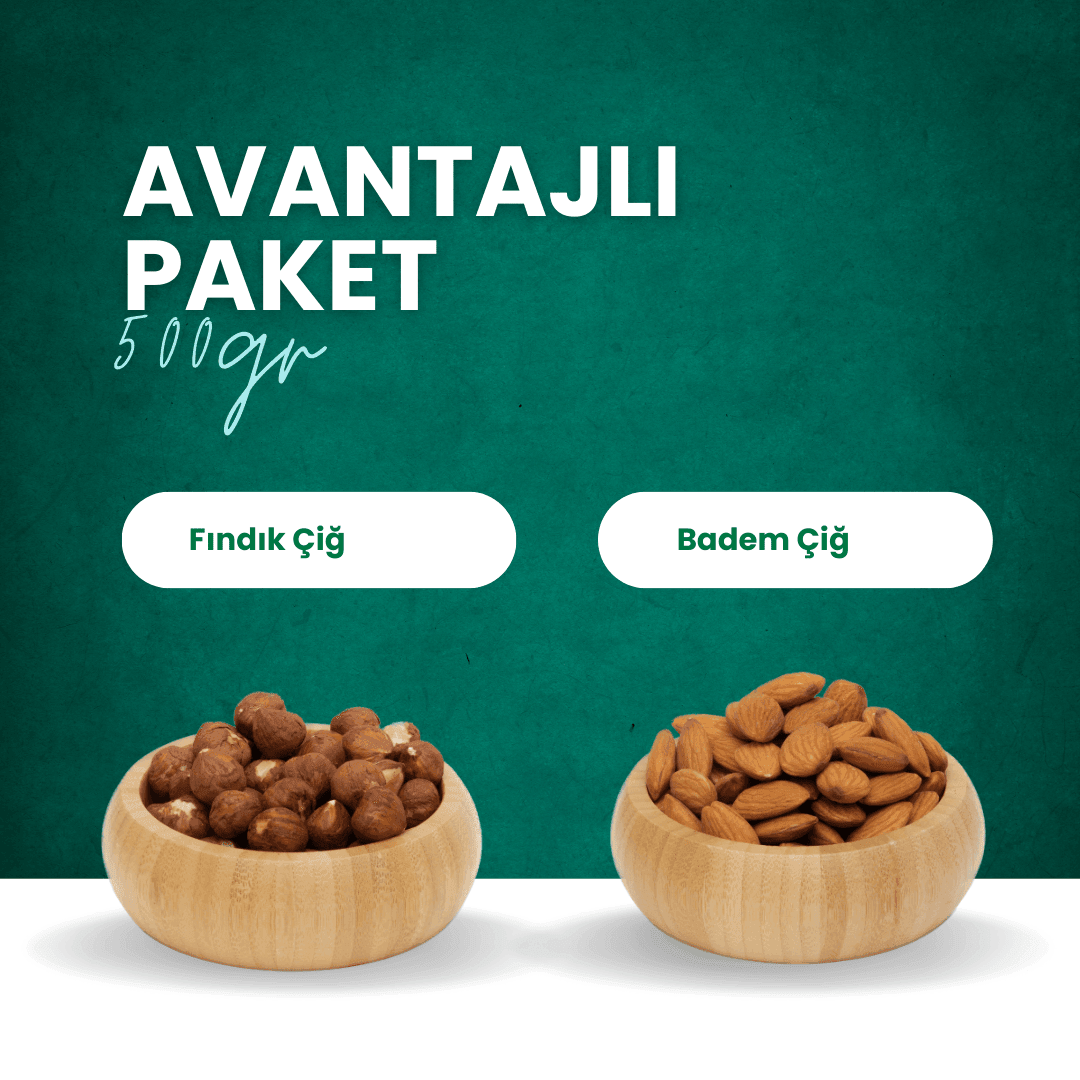 Badem Çiğ ve Fındık Çiğ 500 Gr