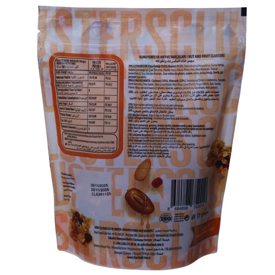 CLUSTERS - HURMA SUYU VE VANİLYA AROMALI KURUYEMİŞ