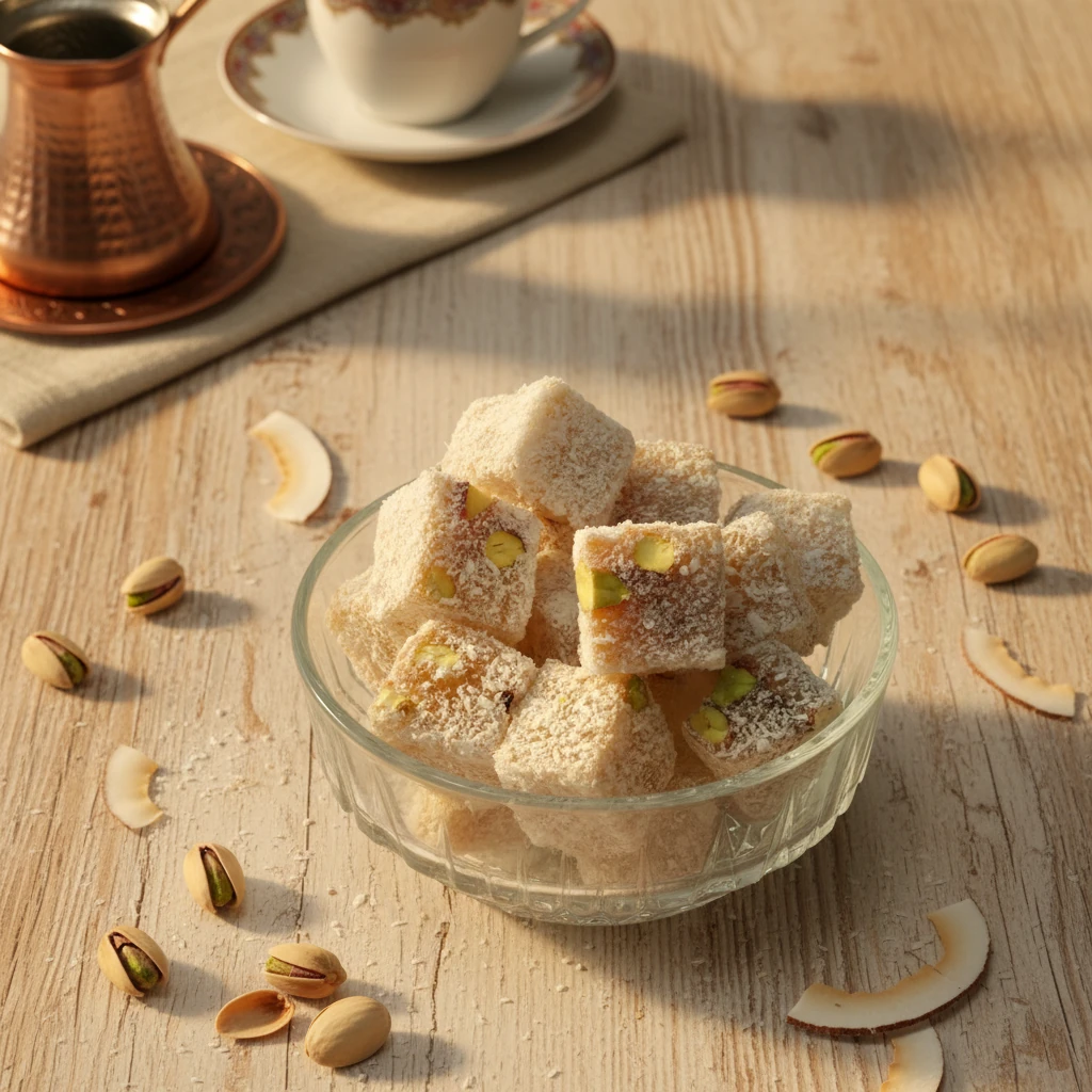 Hindistan Cevizli Antep Fıstıklı Duble Türk Lokumu 300 Gr