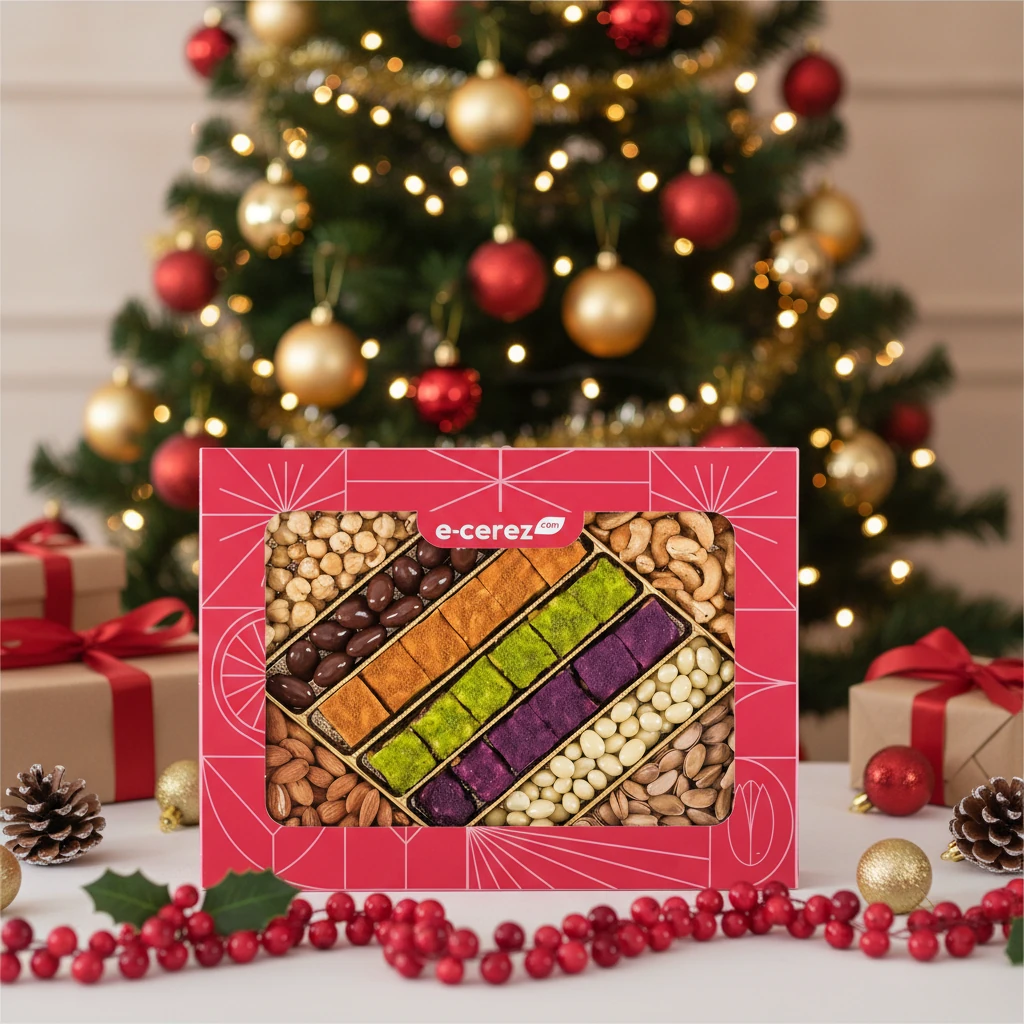 Premium Karışık Lokum & Kuruyemiş Kutusu - Kırmızı