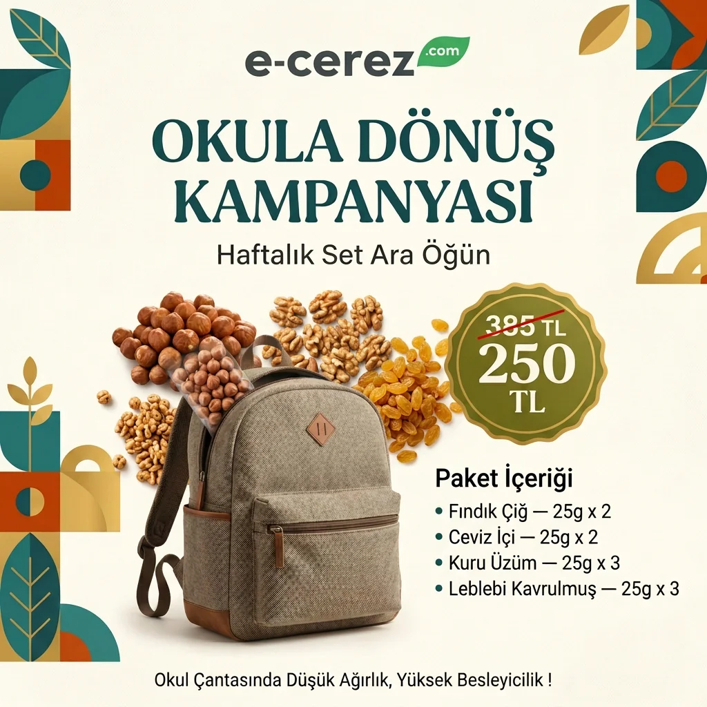 Okula Dönüş Haftalık Kuruyemiş Ara Öğün Paketi (10 Parça)