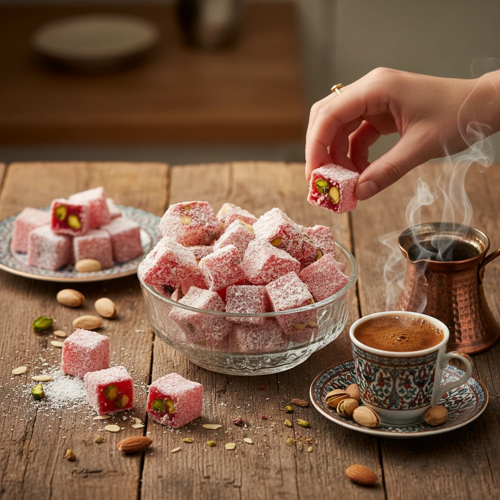 Hindistan Cevizi Narlı Fıstıklı Duble Türk Lokumu 300 Gr