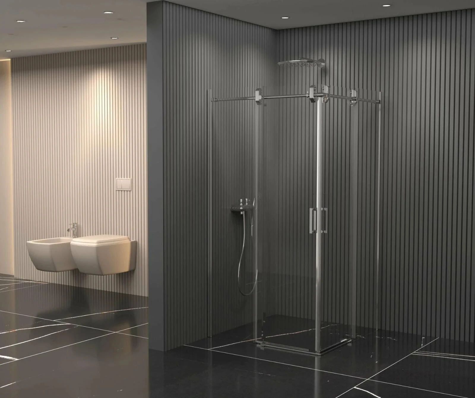 Kare Borulu Sistem Cam Duşakabin Teknesiz