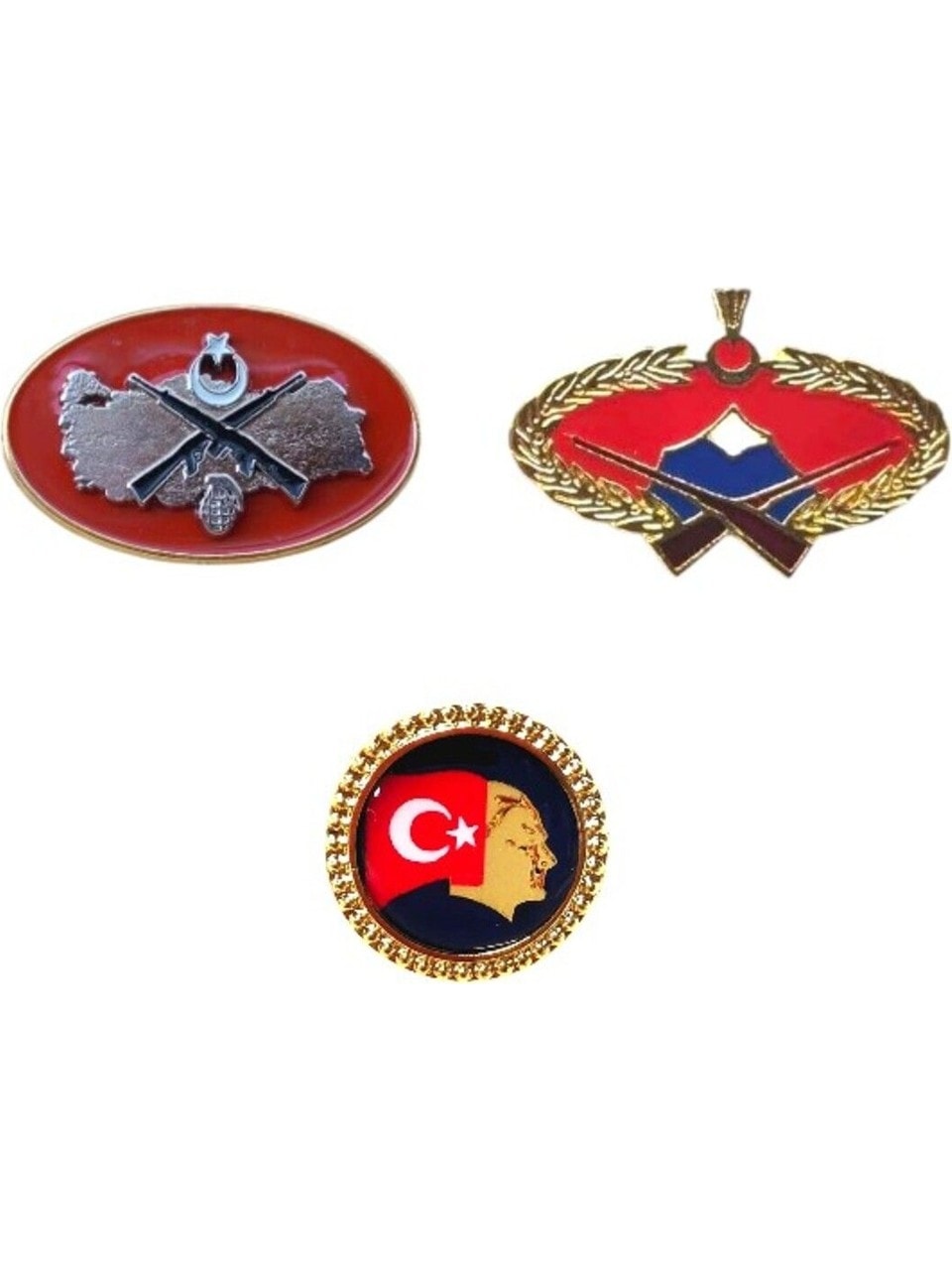 Jandama Harici Metal Brove Seti Komando - Iç Güvenlik - Ata Rozeti 3 Parça Jandarma Harici Rozet Seti