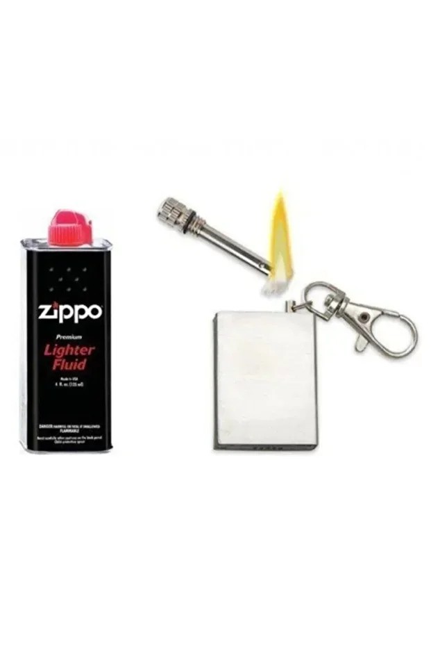 Zippo Orjinal Benzini Ve Benzinli Metal Bitmeyen Kibrit Çakmak 2'li Set