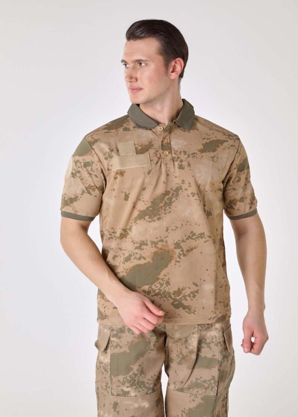 Kısakol T-Shirt Polo Yaka Jandarma Kamuflaj