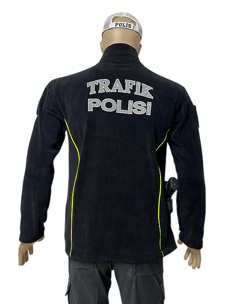 Trafik Polis Polar Mont Cırtlı Yazılı Yandan Gelişmiş Fermuar Sistemli