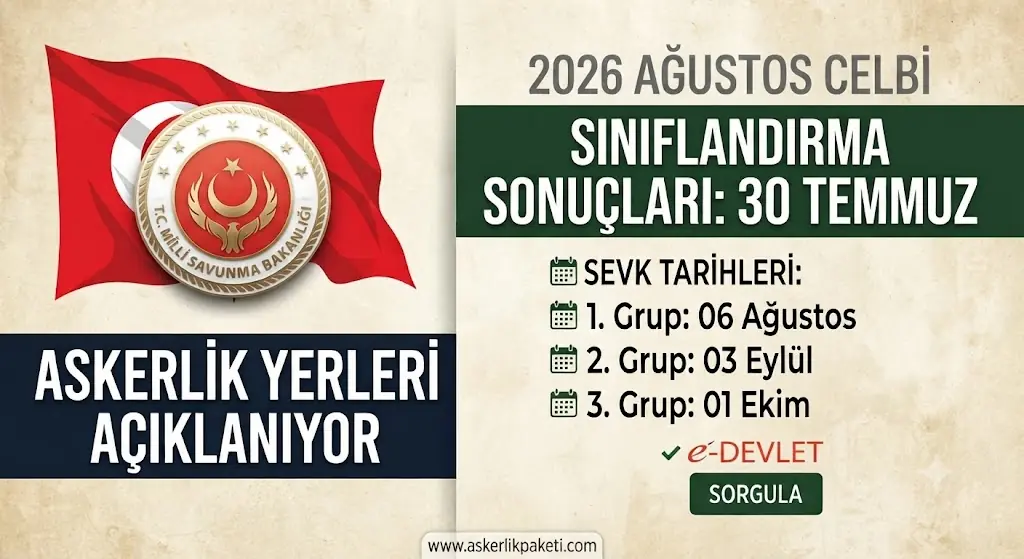 2026 ağustos ayı celp tarihleri