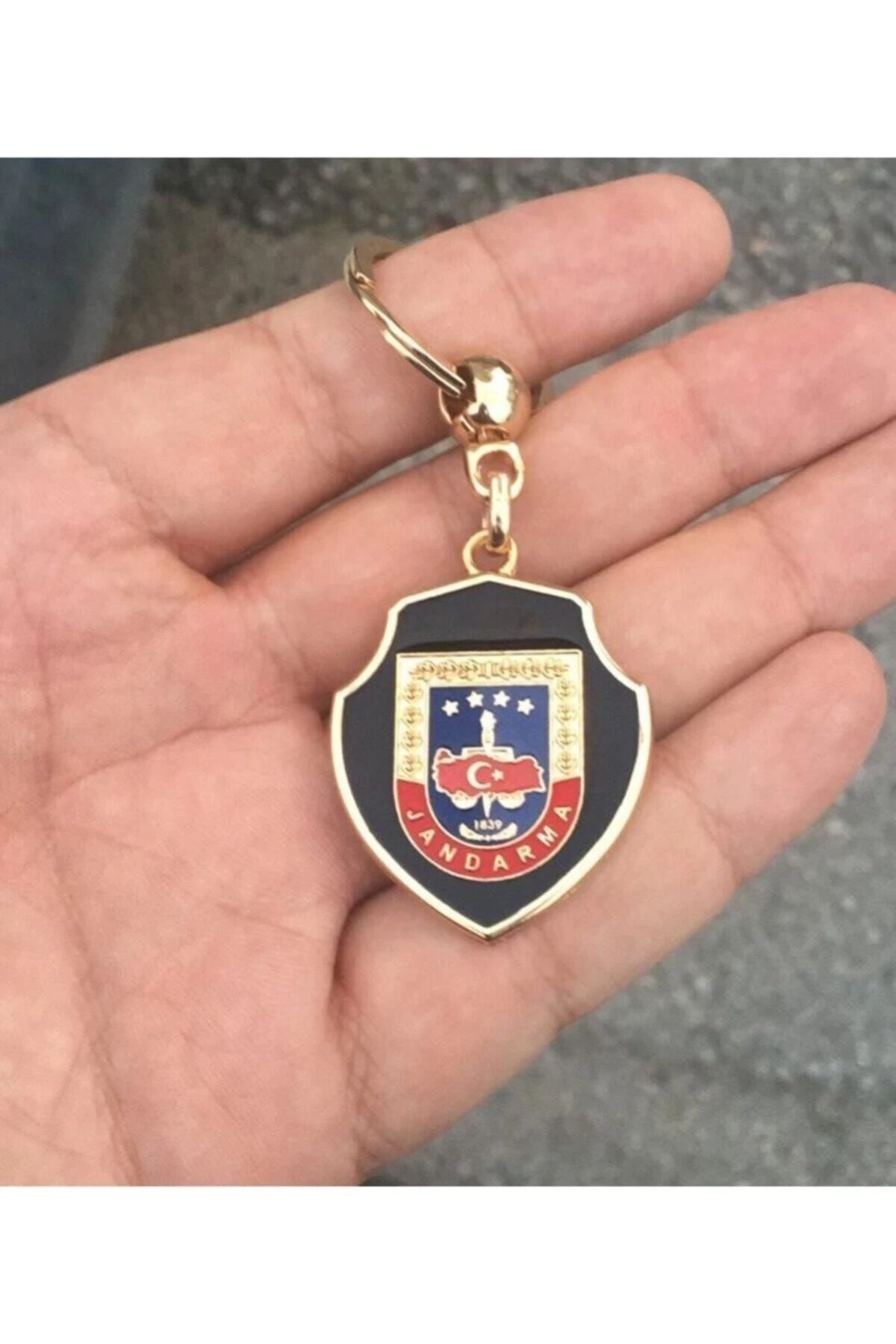 Jandarma Temalı Çift Taraflı Anahtarlık Mine Kaplama Oto Boyalı