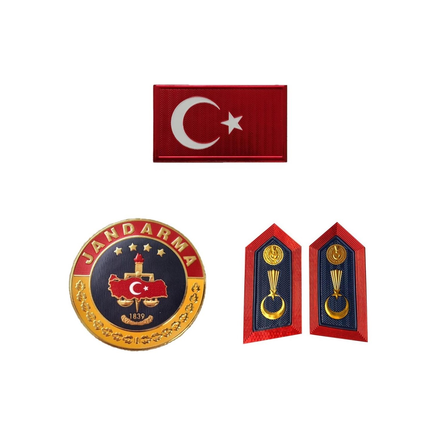 Jandarma Asayiş 3D Bayrak Yaka Spoleti Yuvarlak Arma Seti
