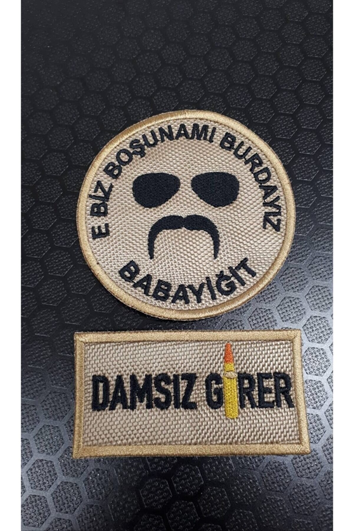 Asker peç E Biz Boşunamı Burdayız Babayiğit ve damsız Girer Yazısı Cırtlı Nakış Işleme Combat Için Arma