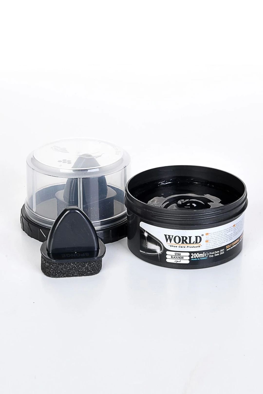 world boya Siyah Çift Süngerli Ayakkabı & Bot Boyası 200 Gr. 
