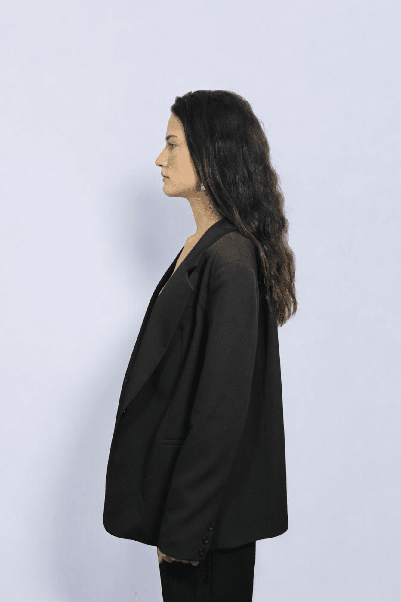 Vatkalı Oversize Siyah Blazer Ceket