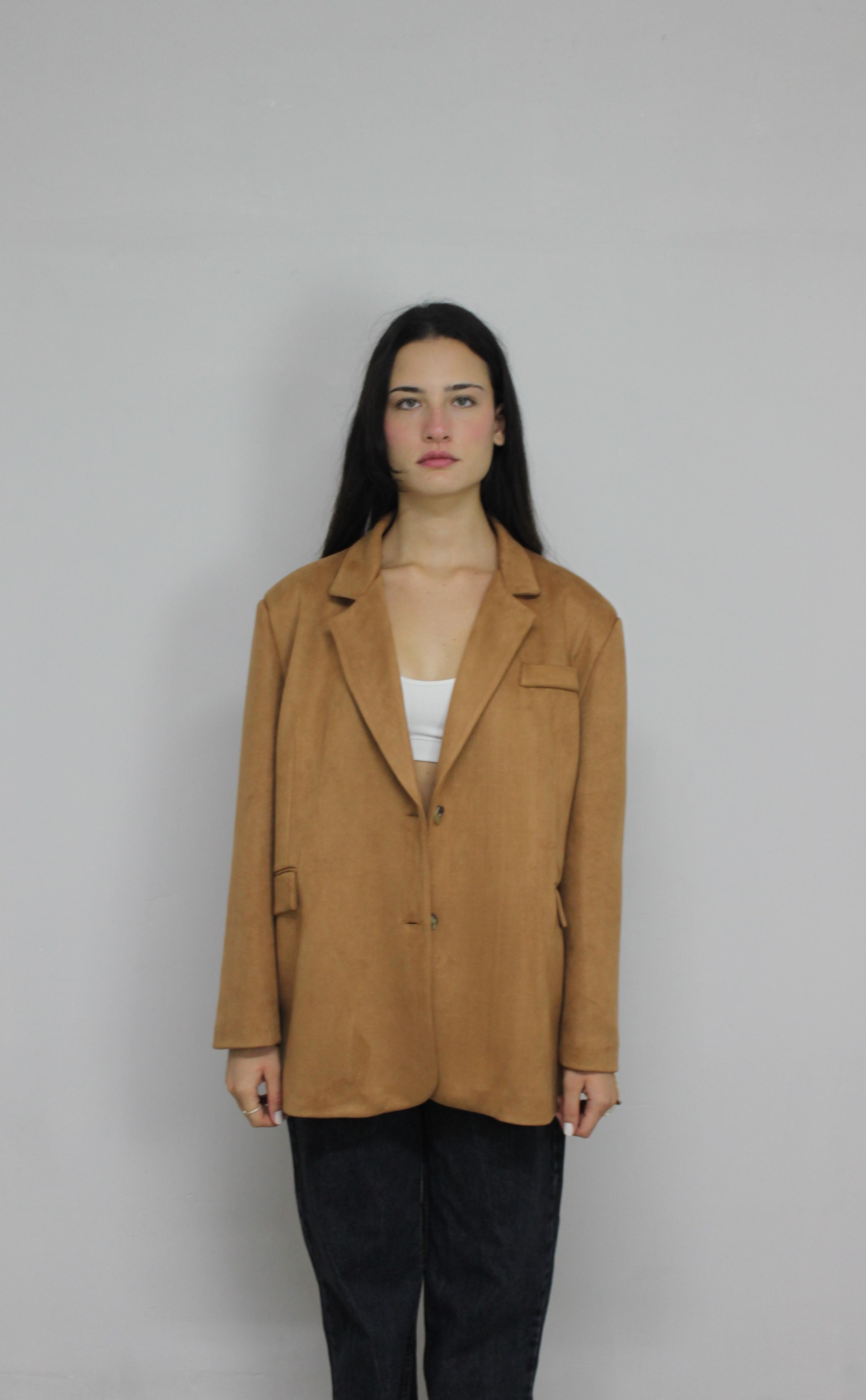 Camel Nubuk Blazer Ceket