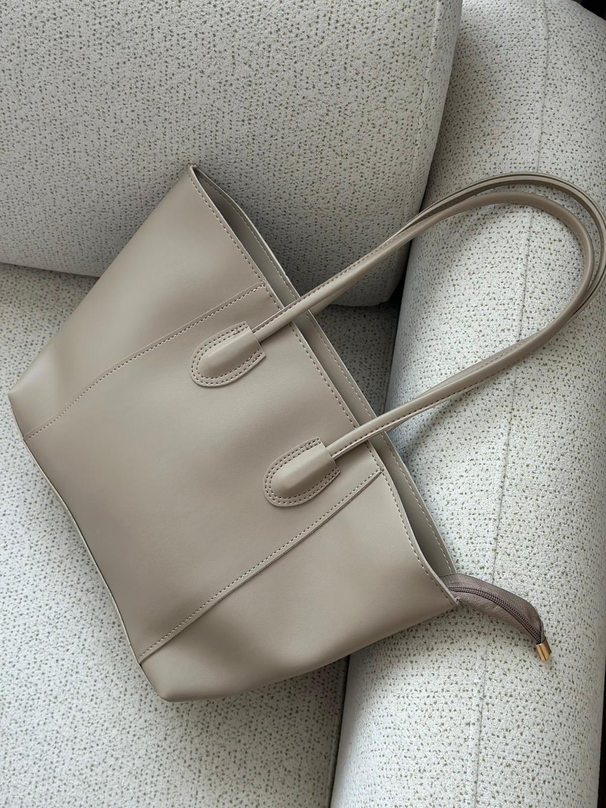 Deri El ve Omuz Çantası - Bej