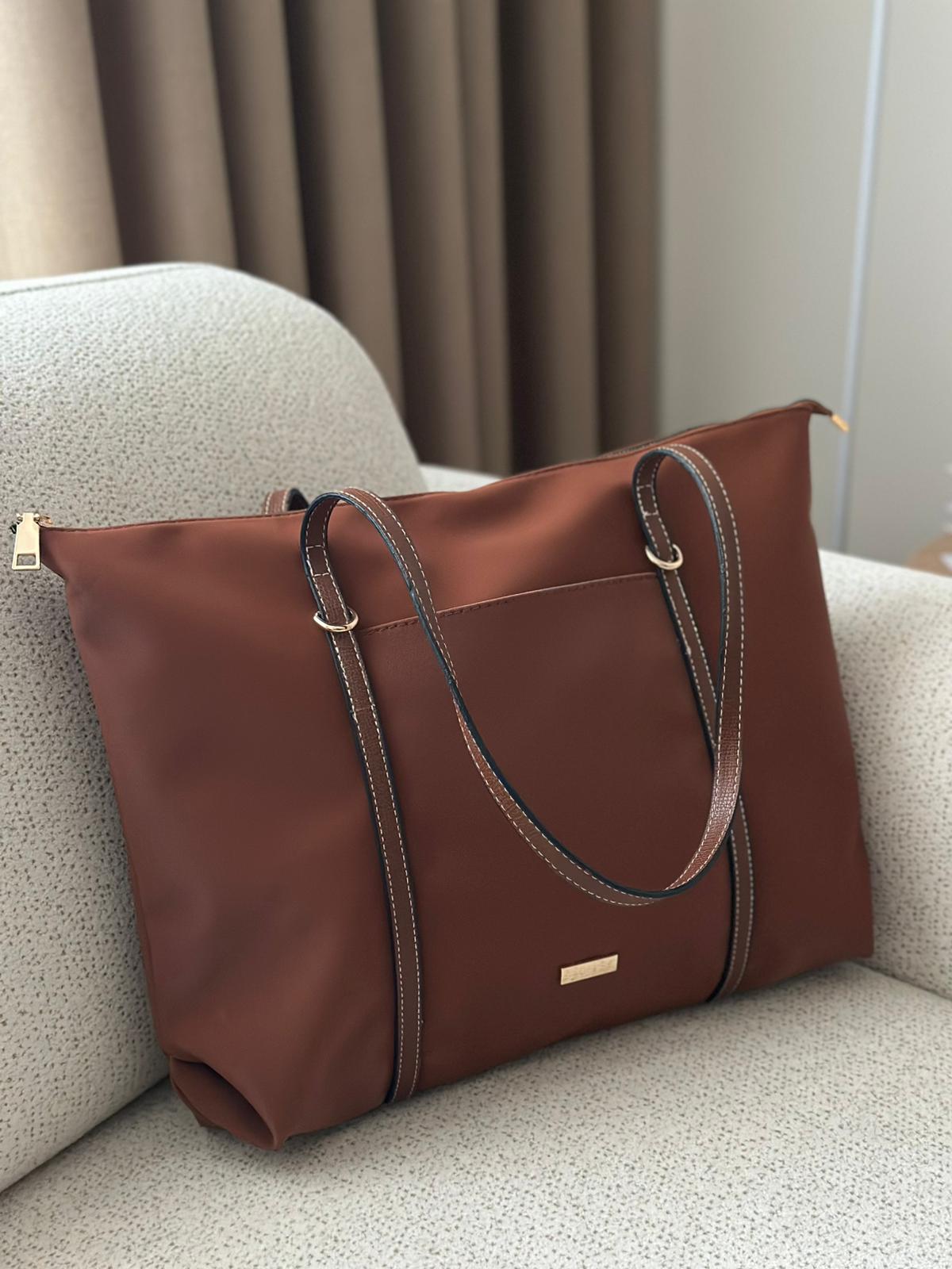 Naylon Shopper Çanta  - Kahverengi