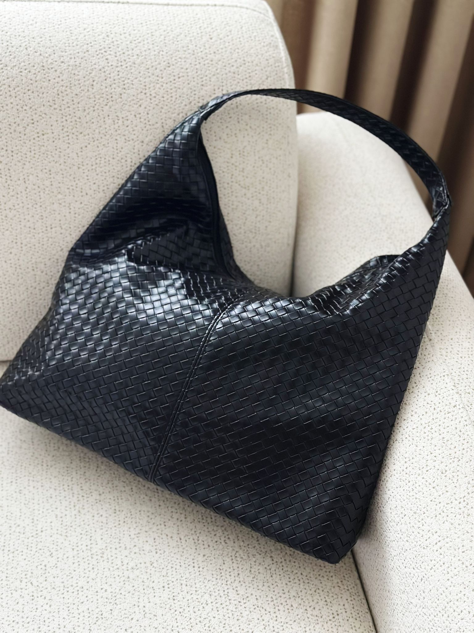 Desenli Deri El ve Kol Çantası - Siyah