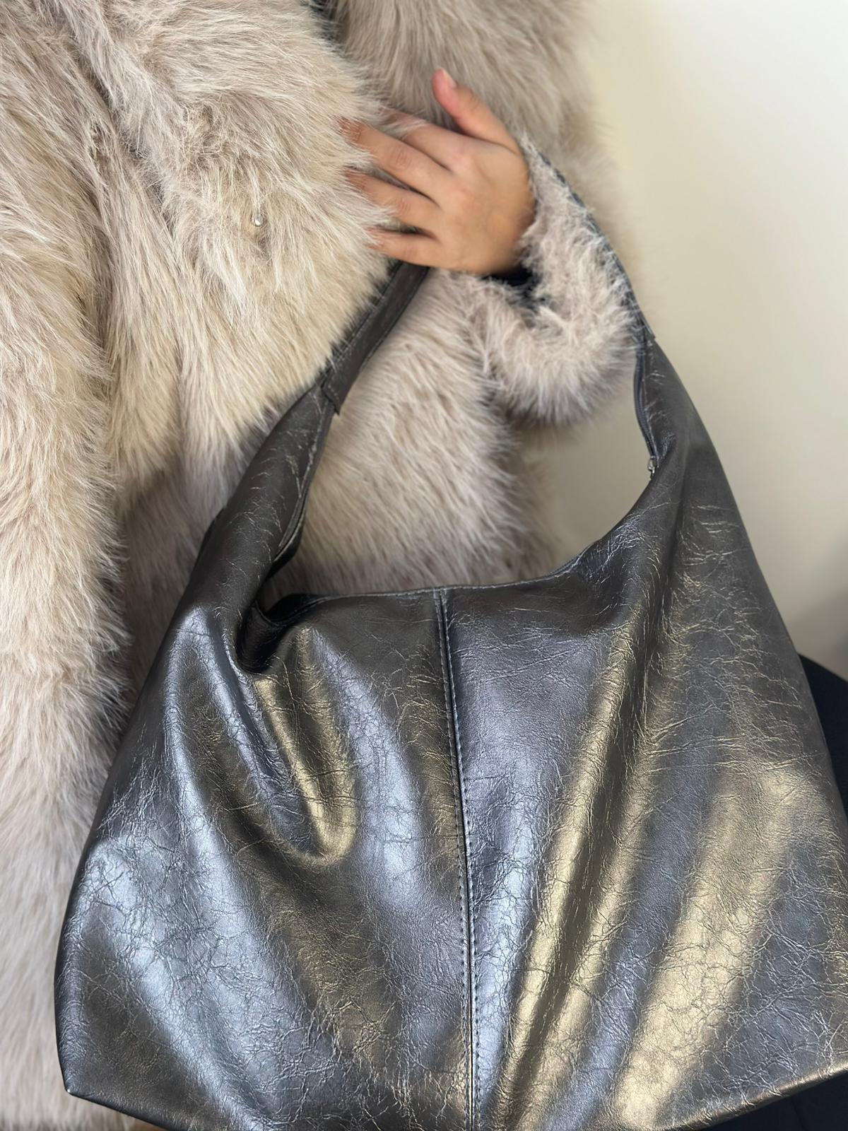 Salaş Milan Fermuarlı Omuz Çanta - Gri