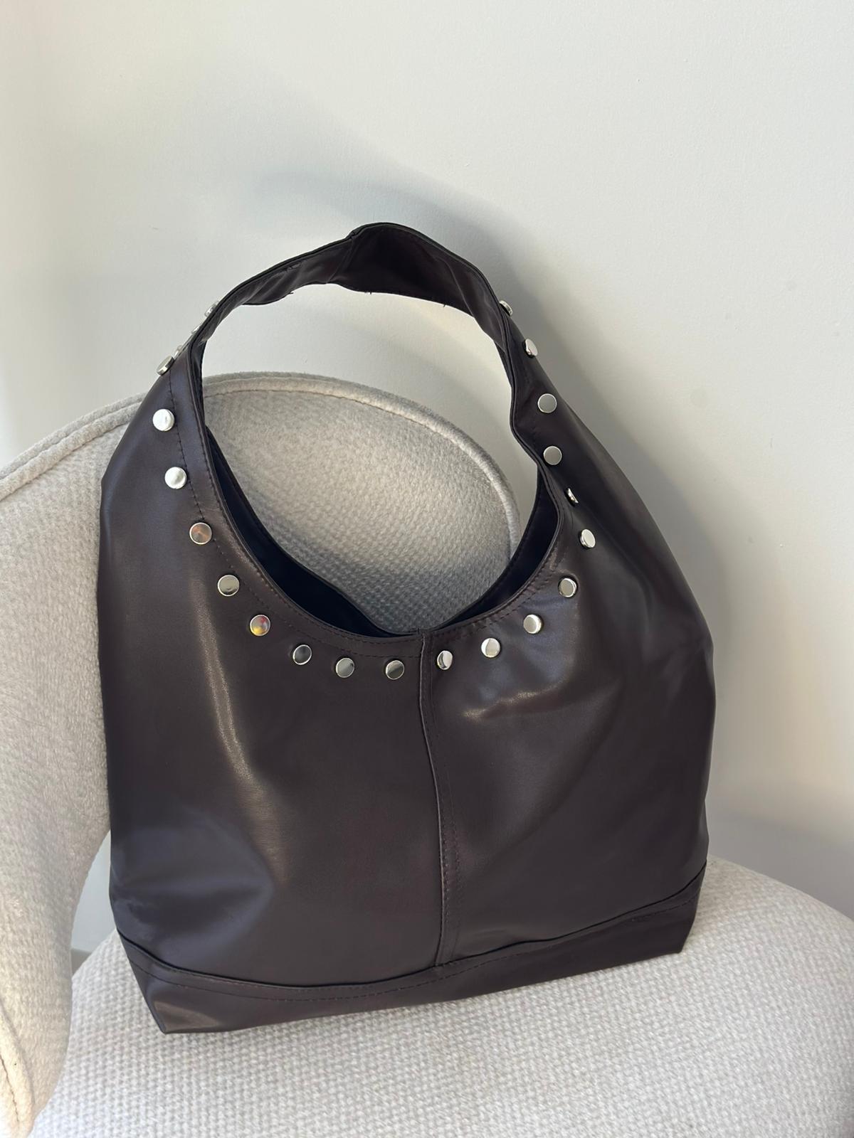 Rabel Zımba El ve Omuz Çantası - Acı Kahve