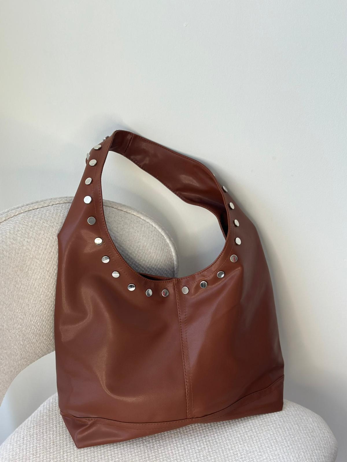 Rabel Zımba El ve Omuz Çantası - Kahverengi