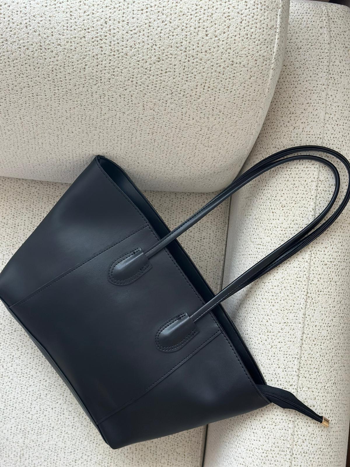 Deri El ve Omuz Çantası - Siyah