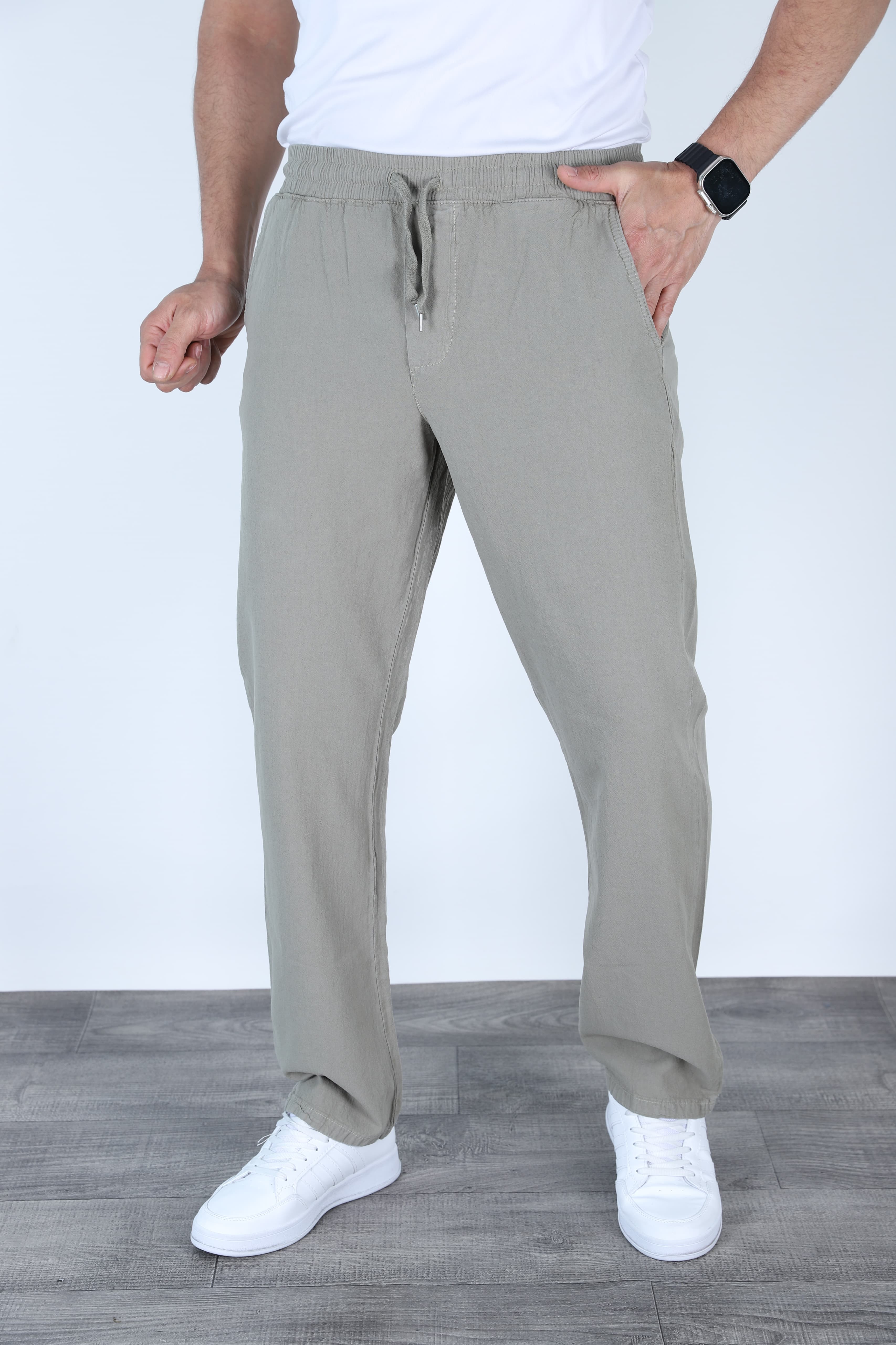 Baggy Keten Pantolon Jogger Çağla Yeşili