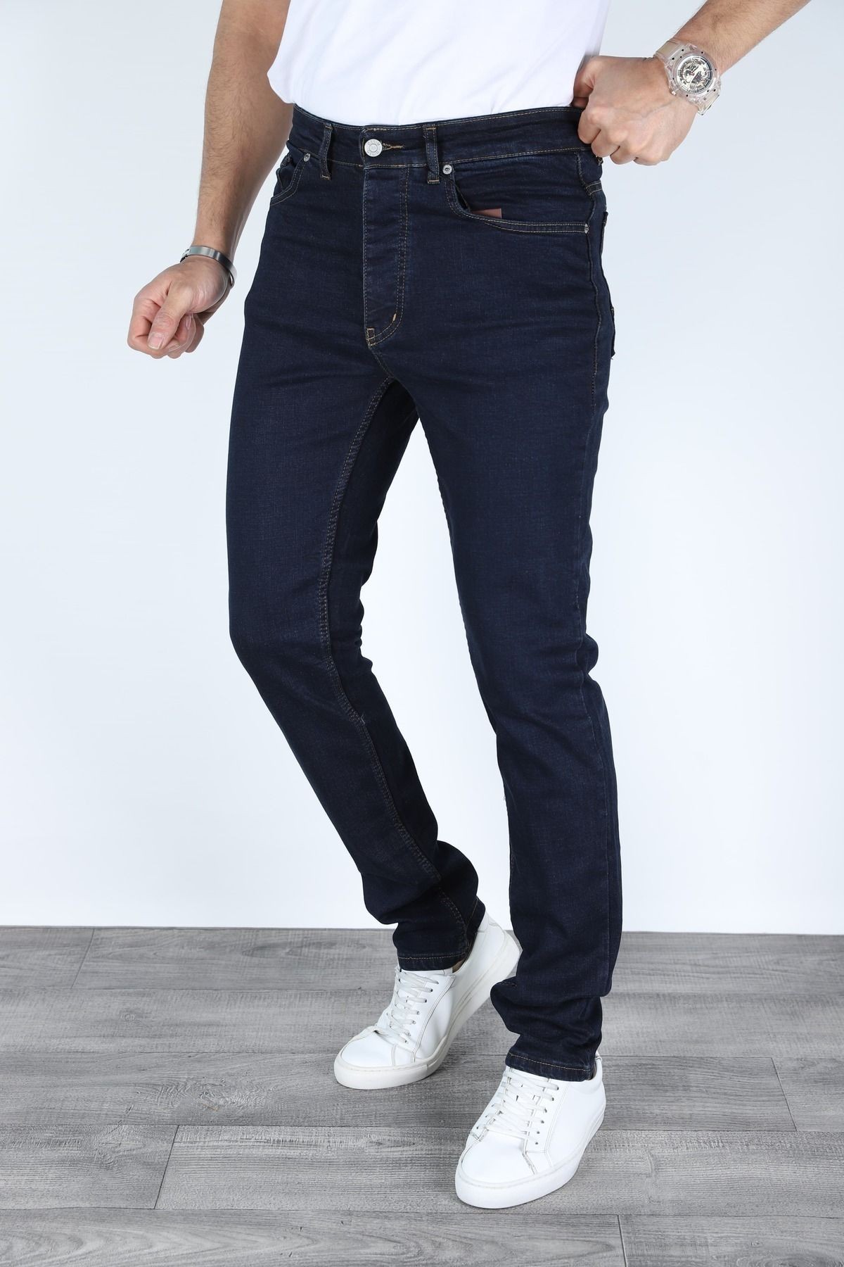Erkek Regular Fit Rahat Kesim Denim Mavi Jeans Pantolon