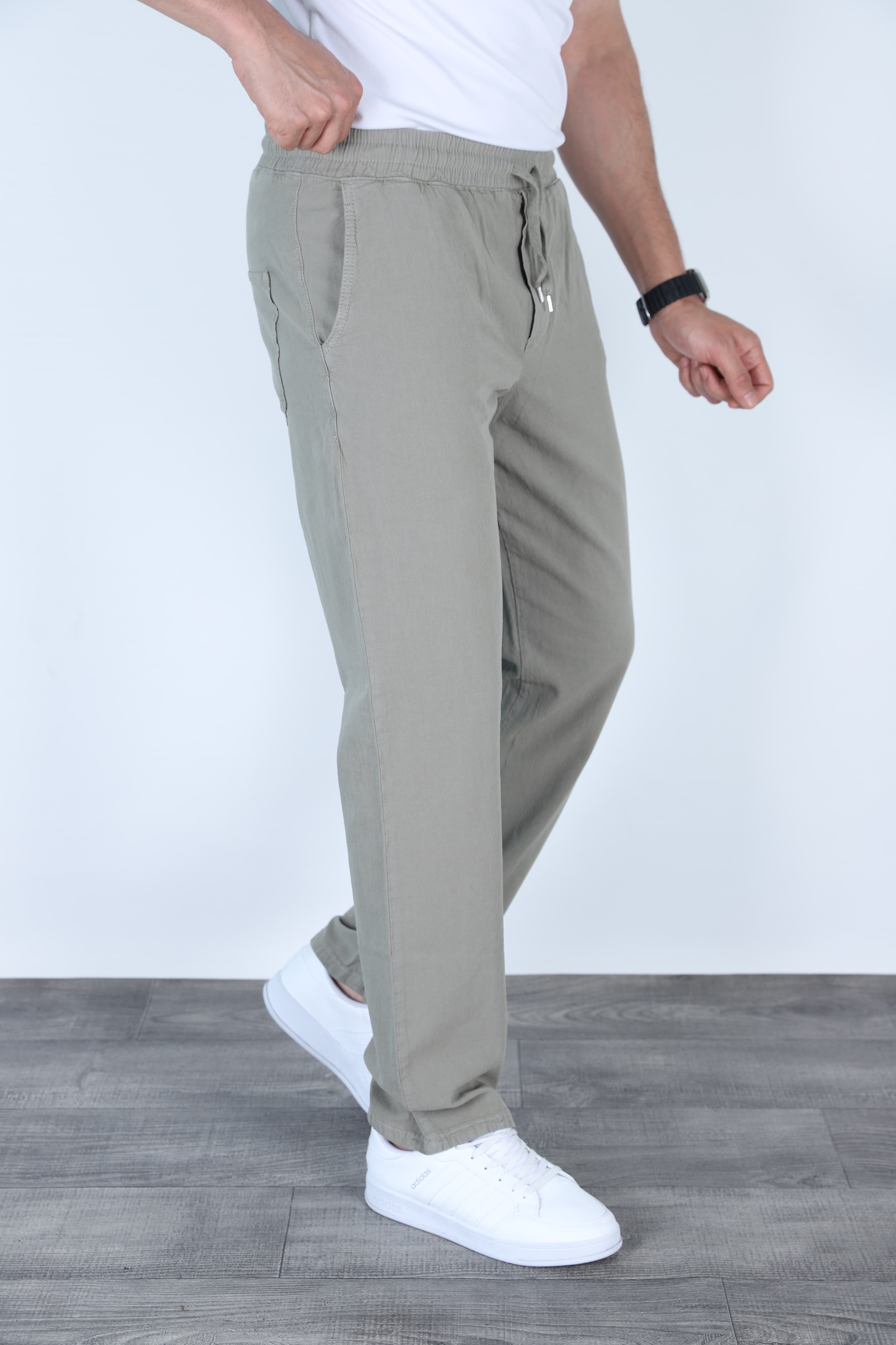 Baggy Keten Pantolon Jogger Çağla Yeşili
