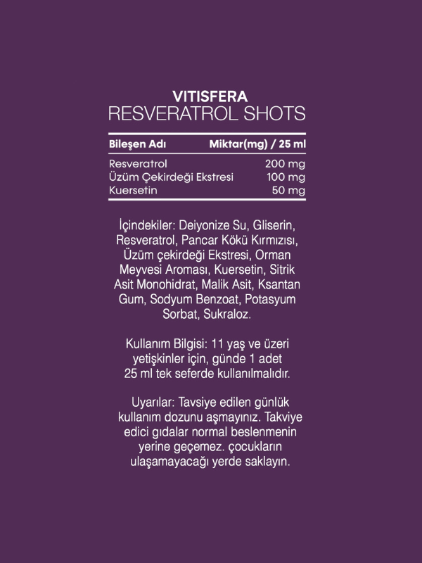 Vitisfera Resveratrol Shot Orman Meyveleri Aromalı 20x25 mL